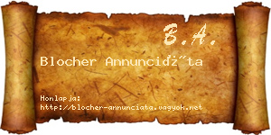 Blocher Annunciáta névjegykártya